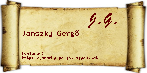 Janszky Gergő névjegykártya