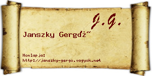 Janszky Gergő névjegykártya